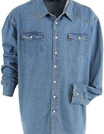 D555 Kingsize Western Long Sleeve Denim Shirt Black