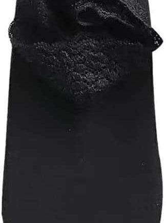 Vokmon Winter Warm Socks Lace Non-Slide Solid Color Breathable Leg Warmer Hosiery, Black