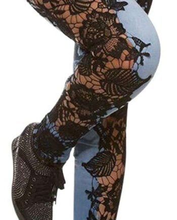 AMhomely Womens Jeans Pegged Pants Slim Leggings Denim Fabric Trouser Slacks Sale Clearance Fashion Women Lace Hollow Out Floral Appliques Skinny Denim Jeans Pencil Pants
