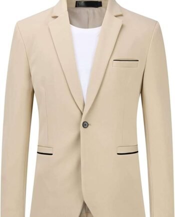 YOUTHUP Men's Slim Fit Blazer 1 Button Single Breasted Formal Business Suit Jacket