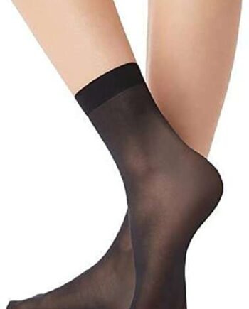 Kiss 6 Pairs Ladies 15 Denier Black Ankle Highs Sheer Soft Trouser Pop Socks One Size Anklets
