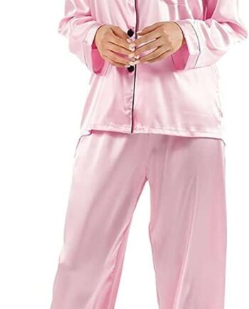 Women's Pajamas Set, Satin Silk Nightwear Long/Short Sleeved Button-Down Solid Color