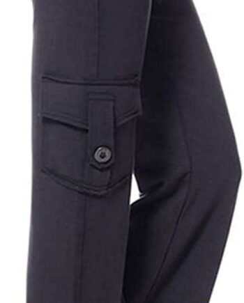 AMhomely Womens Straight Leg Pants with Pockets Full Size Cargo Trousers Elastic Waist Long Flared Pants Gym Running Yoga Tracksuit Activewear UK Size 6-20