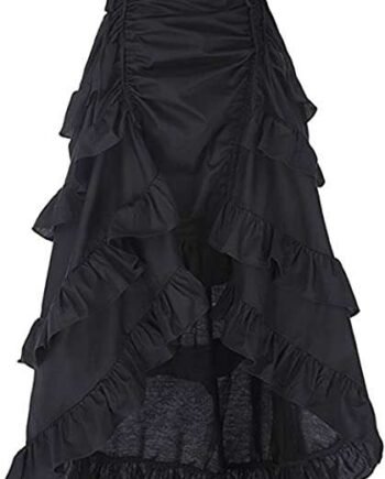 Ladies Vintage A-Line Swing Skirt Simple Style Women'S Gothic Basque Asymmetrical High Low Steampunk Corset Skirt