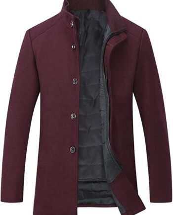 YOUTHUP Mens Wool Coat with Gilet Winter Thick 2 in 1 Trench Coat Casual Peacoat