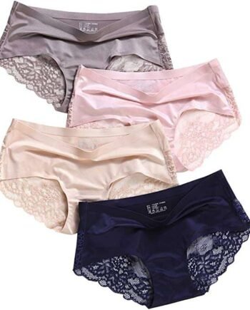 Lace Briefs women multipack Underwear Ladies Bikini Panties Middle Waist Hipster Soft Cotton Seamless Sexy Panties Breathable Underpants floral patterned Trim Lingerie 2/4/7pack