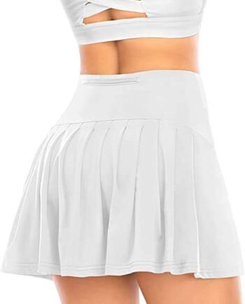 Women's Pleated Tennis Skirt with Shorts Pockets Athletic Golf Skort Activewear Sport Workout Running Skirt High Waist