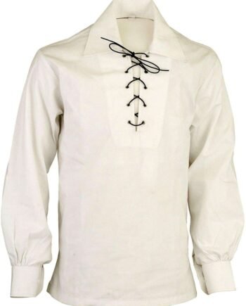 Z&N PRODUCTS White Scottish Highland Jacobite Jacobean Ghillie Kilt Shirt