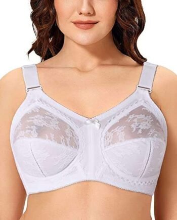 Ayigedu Women's Full Coverage Non Wired Non-Padded Minimizer Lace Plus Size Support Bra