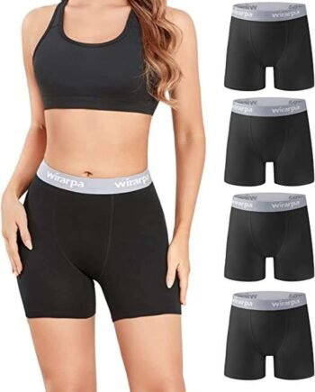 wirarpa Women's Boxer Briefs 5.5" Inseam Slip Shorts Anti Chafing Boyshort Panties for Under Dresses Leggings 4 Pack