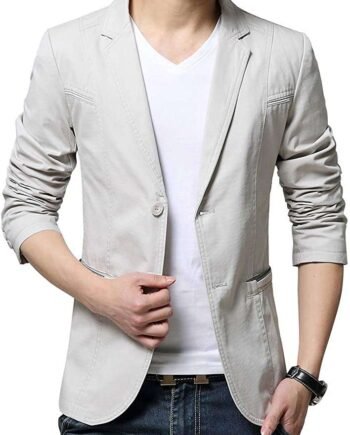 zonyee Mens Suit Jacket Solid Color Suit Blazer Jacket Slim Fit Washed Cotton Leisure Casual Business Suit Blazer Jacket Suits Coat