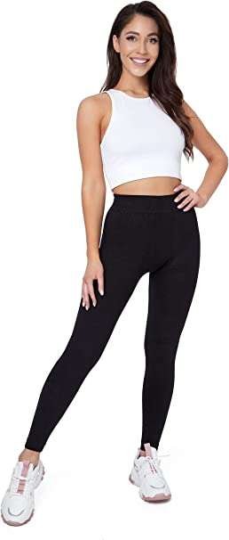 SOFTSAIL MIEGO Womens Thermal Bamboo Fiber Winter Solid Opaque Leggings Ladies High Waisted Tummy Control Warm Thick Elastic Stretchy Pants Fleece Lined 922