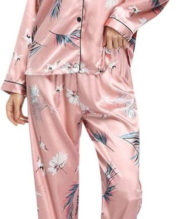 AMhomely UK Stock Sale Womens Fashion Print Home Wear Two-Piece Suit Long Sleeve Pants Pajama Set Babydoll Sleepwear Nightwear Set Ladies Comfort Cotton Everyday Bra Gift for her Girls