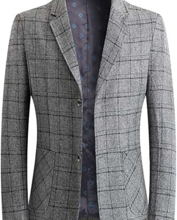 YOUTHUP Mens Retro Blazer Jacket Grey