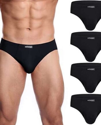 wirarpa Men's Modal Briefs Underwear Soft Microfibre Underpants No Front Silky Touch Slips Covered Waistband Multipack