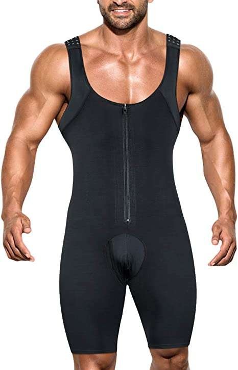 LaLaAreal Men Shapewear Full Body Shaper Compression Slimming Tummy Control Bodysuit Shorts