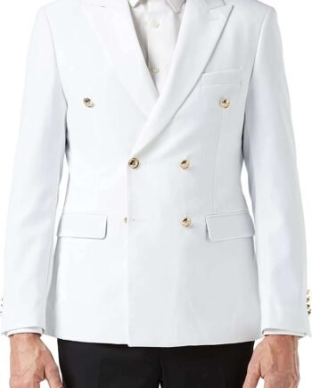 Xposed Mens Classic Fitted Double Breasted Black Blue Blazer Gold Buttons Vintage Jacket