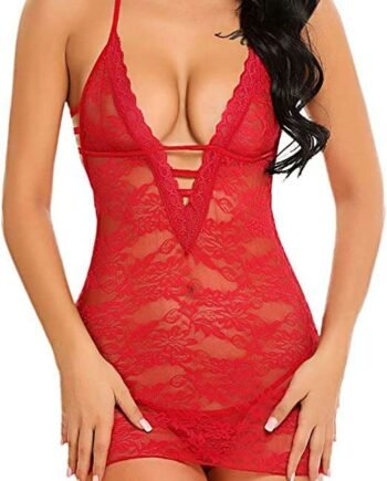 Avidlove Lace Babydoll Lingerie Set Sheer Chemise Lingerie V Neck Halter Teddy Dress Lingerie