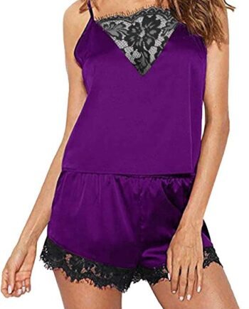 Babydoll Lingerie for Women Floral Lace Splicing Strap Bra and Panty Set Fashion Bikini Sexy Hollow Out Underwear Vest Style Sleepwear Soft Comfortable Nightwear 2022