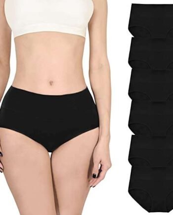 Evolyline 6 Packs Soft Cotton High Waist Knicker for Women, Stretchy & Breathable Female Underwear