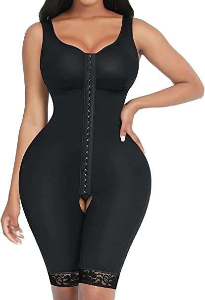 FeelinGirl Women's Full Body Shapewear Fajas Tummy Control Body Shaper for Women Women's Shapewear Crotchless Hook and Eyes