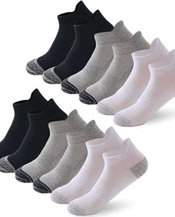 Budermmy 6/12 Pairs Trainer Socks for Men and Women Cotton Sports Socks for Men and Women Nonslip Ankle Athletic Socks Running Socks
