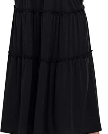 Clearlove Women Maxi Long Skirt High Waisted Ruffle Flowy Tiered Pleated A Line Skirts with Pockets