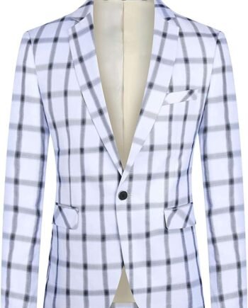 YOUTHUP Men's Check Blazer Slim Fit 1 Button Casual Business Suit Jacket Big Size Plaid Blazers