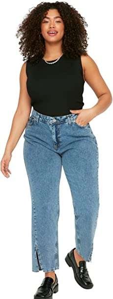 Trendyol Women Plus Size High Waist Straight Leg Plus Size Jeans