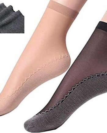 Women's Socks 10 Pairs Silky Anti-Slip Cotton Sole Ankle High Sheer Pop Nylon Socks for Womens and Girls