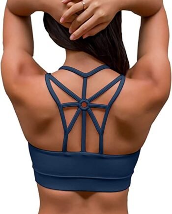YIANNA Women Sports Bra Padded Elastic Breathable Wireless High Impact Yoga Bras Top