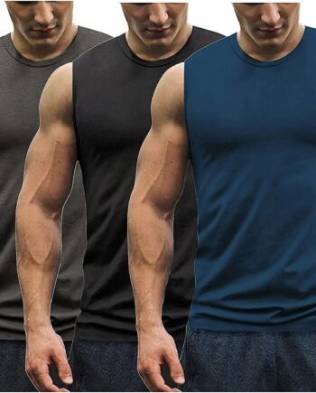 COOFANDY Mens Gym T Shirts Sleeveless 3 Pack Gym Tank Top Muscle Bodybuilding Sports Vest Tops
