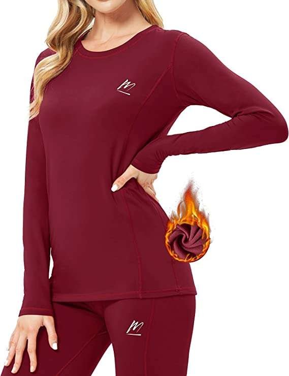 MeetHoo Thermal Underwear for Women, Winter Warm Base Layer Compression Set, Fleece Lined Long Johns Running Skiing