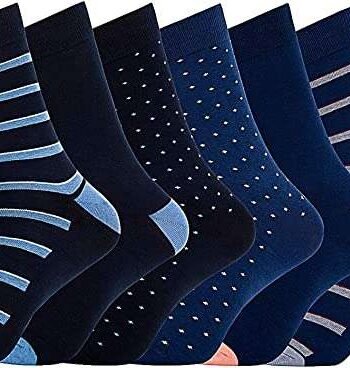 segnalibro Men's Socks Cotton Rich Comfortable Classic Patterned Dress Socks Size 6-11 6 Pack