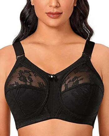 Ayigedu Ladies Plus Size Bra Minimiser Lace Full Coverage Firm Hold Non Padded Non Wired