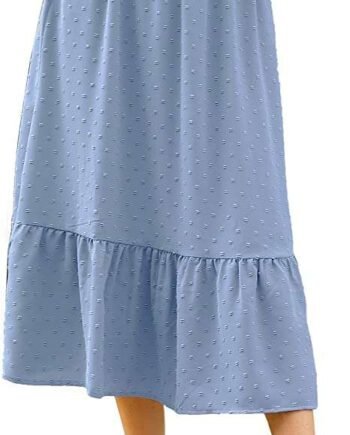 Clearlove Women Midi Skirt Elasticated Waist Skirts Swiss Dot Skirts Casual Autumn Winter Solid Color Ruffle Flowy Skirt