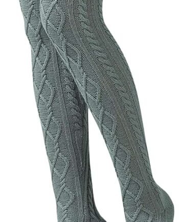 Women Over Knee Socks Cable Knit Thigh High Socks Long Boot Stocking Knee High Socks Winter Warm Leggings Socks Stretch Thermal Knee Warmer Knee Wrap Sleeves for Ladies Girls Joint Pain Relief