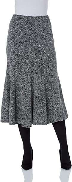 Roman Originals Flared Skirt for Women UK Ladies Flute Peplum Textured Fit & Flare Pencil Jersey A Line Midi Pleated Elasticated Waist Pull On Work Occasion Office