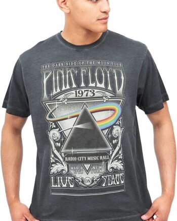 Cotton Soul Pink Floyd Carnegie Poster Mens Vintage Wash T Shirt Vintage Black