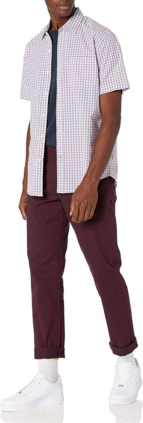 Essentials Men's Regular-Fit Short-Sleeve Poplin Shirt