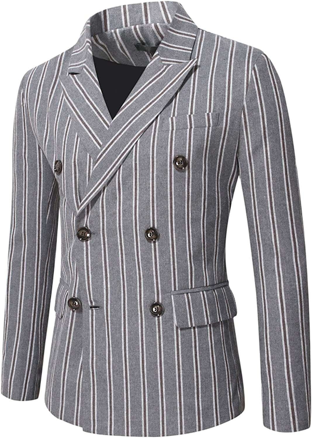 Male Autumn And Winter Suit Double Breasted Plaid Button Lapel Multi Pocket Long Sleeve Blazer Coat 3 Piece Dress Suit