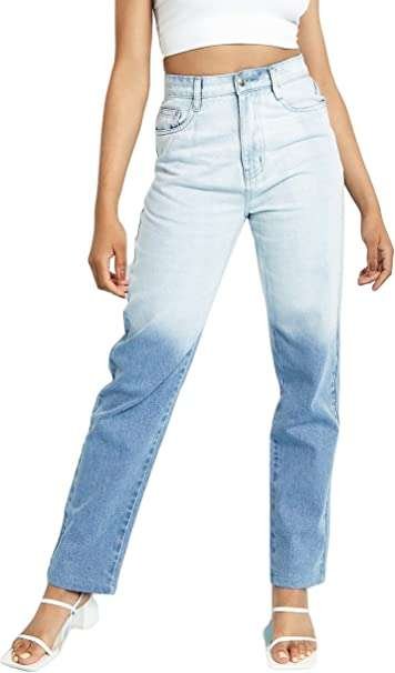 JMOJO - Denim Mom Jeans for Women UK - Denim Womens Jeans - High Waisted Jeans Women with Internal Waist Adjusters - 5 Pocket Design Makes This a Perfect Ladies Jeans