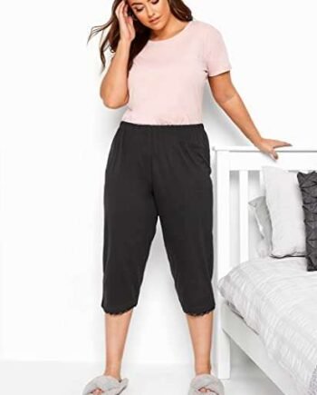 Yours Curve Lace Trim Crop Pyjama Bottoms - Women's - Plus Size Curve