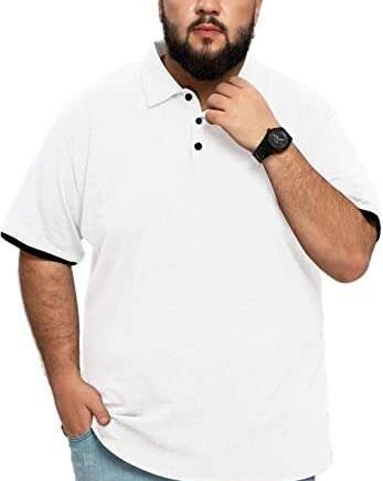 AIYINO Men's Big and Tall Polos Classic Fit Long Sleeve Soft Cotton Polo Shirt