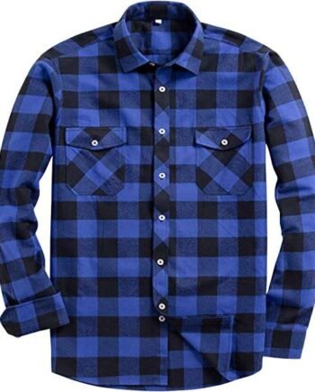 siliteelon Men's Long Sleeve Casual Plaid Flannel Shirt Checked Button Down Shirts