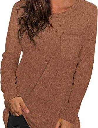 Aokosor Women Tops Long Sleeve T Shirt Ladies Tunic Casual Crewneck Sweatshirt