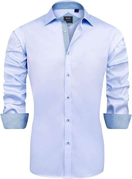 J.VER Men's Dress Shirts Long Sleeve Business Regular Fit Wedding Work Non Iron Shirt