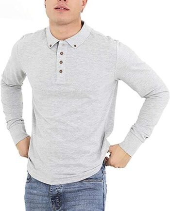 BRAVE SOUL Mens Polo T-Shirt Lincoln' Pique Long Sleeved
