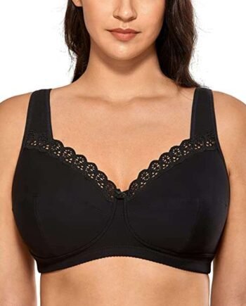 Delimira Women's Non Wired Bras Unlined Full Cup Plus Size Cotton Comfort