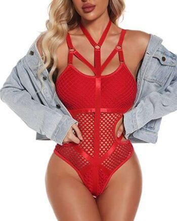 Aranmei Sexy Lingerie for Women Mesh Bodysuit One Piece Women's Swimsuit See Through Lingerie